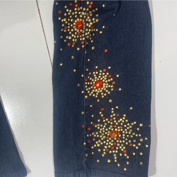 DG2 By Diane Gilman Vintage Y2K Retro High Rise Flare Bling Stud Jeweled Jean 14 - Picture 9 of 14